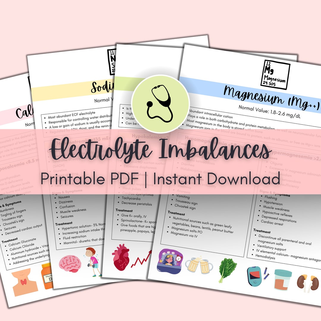 Electrolyte Imbalances Nursing Study Guide (printable PDF) - Etsy