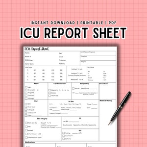ICU Nurse Report Sheet: SBAR Nursing Template (Printable PDF)
