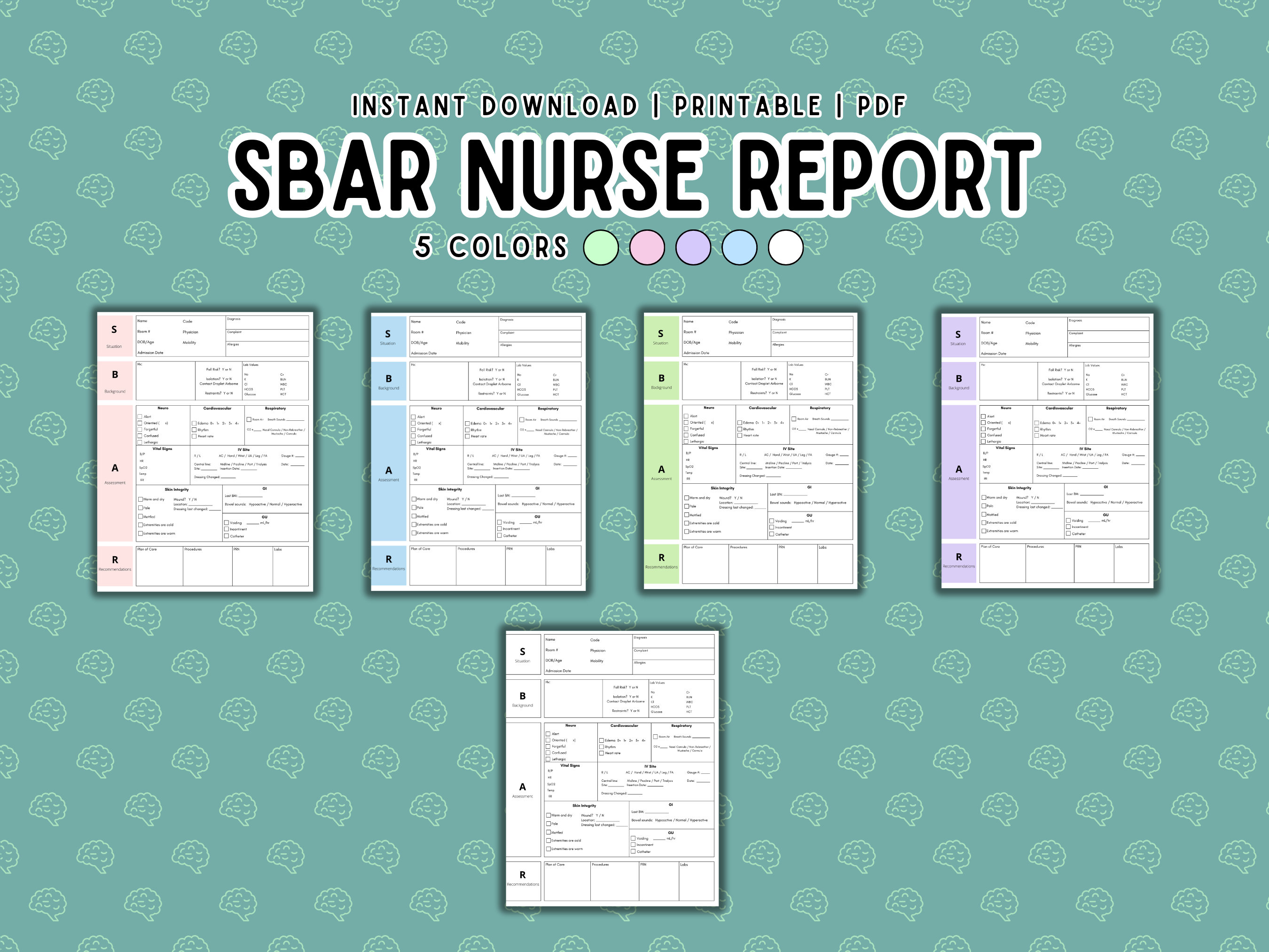 SBAR Nurse Report Sheet Template: Nursing Student Printable (PDF ...