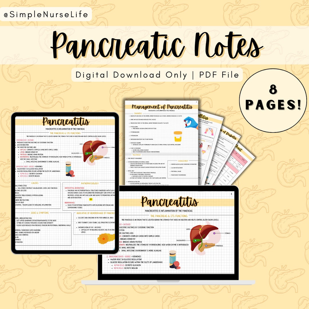 Pancreatic Nursing Bundle Notes NCLEX Notes Med Surg Notes Etsy