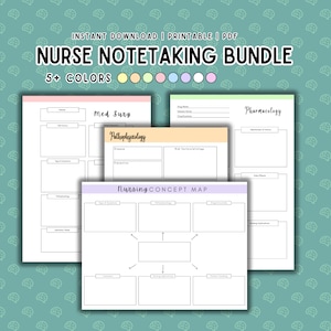Nurse Note Taking Bundle, Nursing School Notes, Nursing Student, NCLEX, Med Surg Notes, Pathophysiology Notes, Pharmacology Notes, Printable