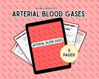 Arterial Blood Gases, ABGs, NCLEX, nursing notes, nursing fundamentals, pathophysiology, digital download, ABG Cheat sheet, nursing sheet