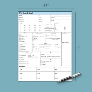 ICU Report Sheet Critical Care Nurse Report Sheet Critical Etsy