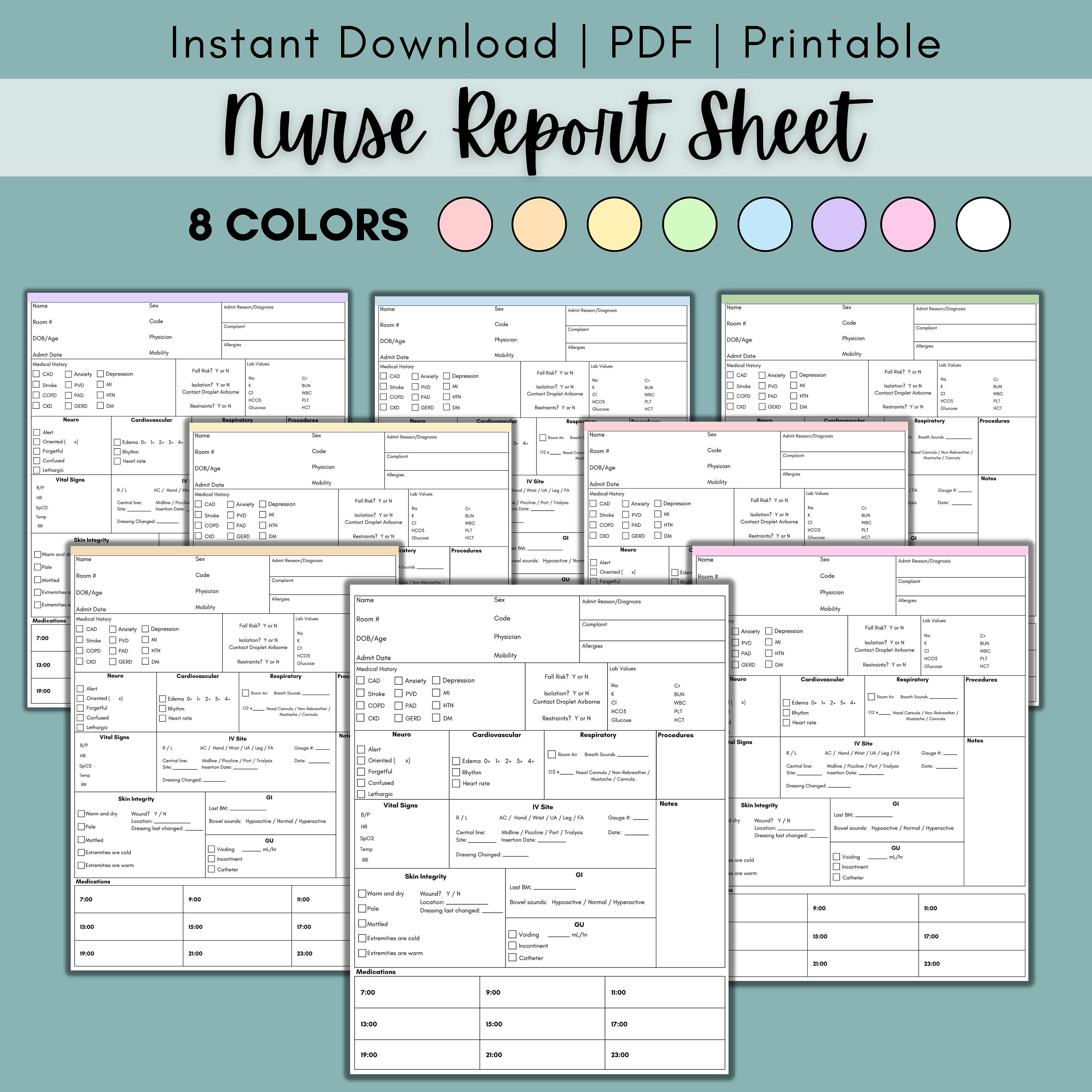 Nurse Report Sheet Nurse Report Sheet Template Nursing Etsy Nurse Report Sheet Nurse Report Sheet Template Nursing Etsy