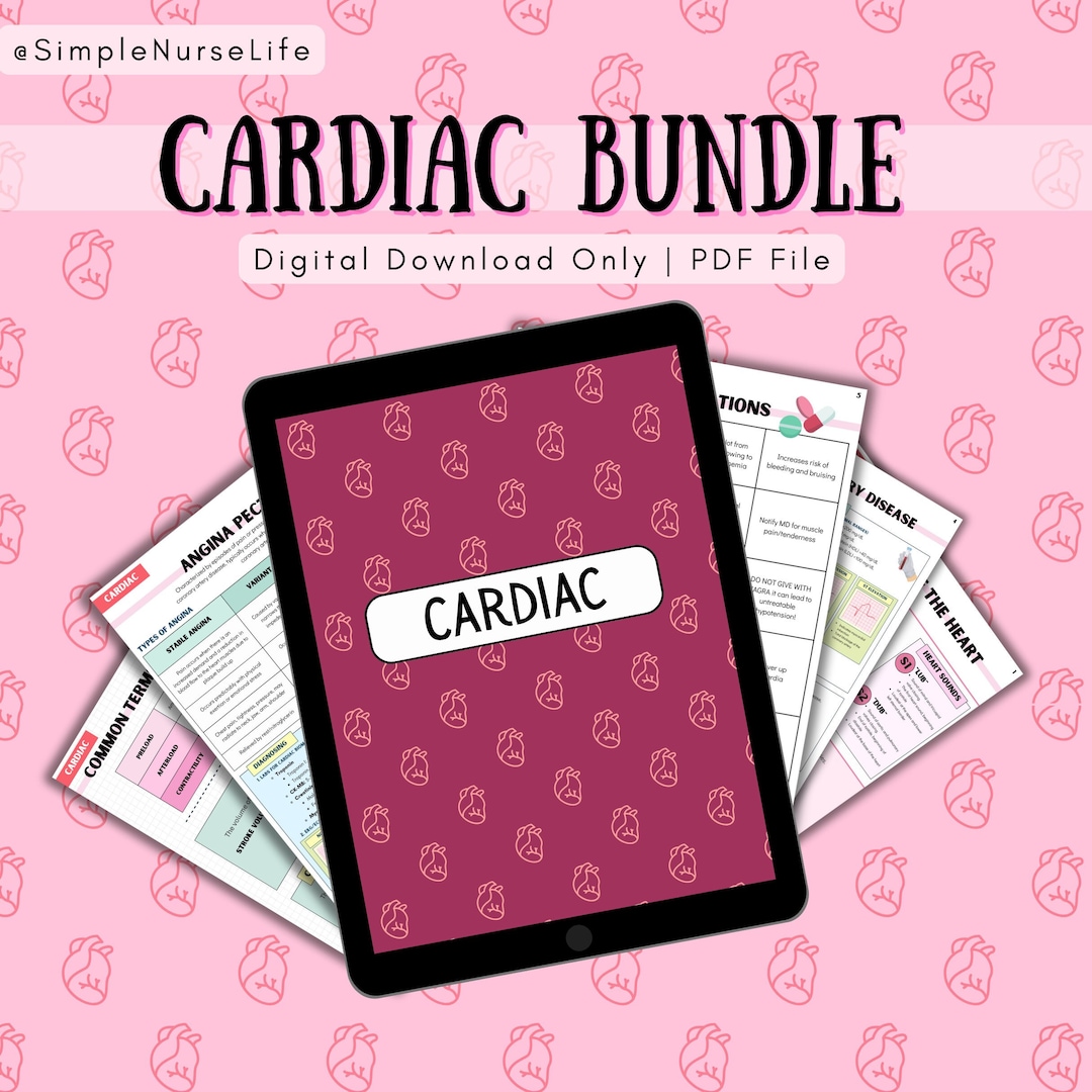 Cardiac Nursing Bundle Notes, NCLEX Notes, Med Surg Notes, Cardiology, Cardiac, Fundamentals