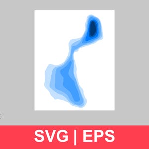 May include: Abstract blue and white graphic design. The design features a layered, contour-like shape in varying shades of blue against a white background. The bottom of the image has the text "SVG | EPS".