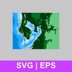 Map of Tampa Bay | Tampa Bay Layered Topography/Bathymetric Map | Detailed Map of Tampa Bay | SVG & EPS | 8 Layers