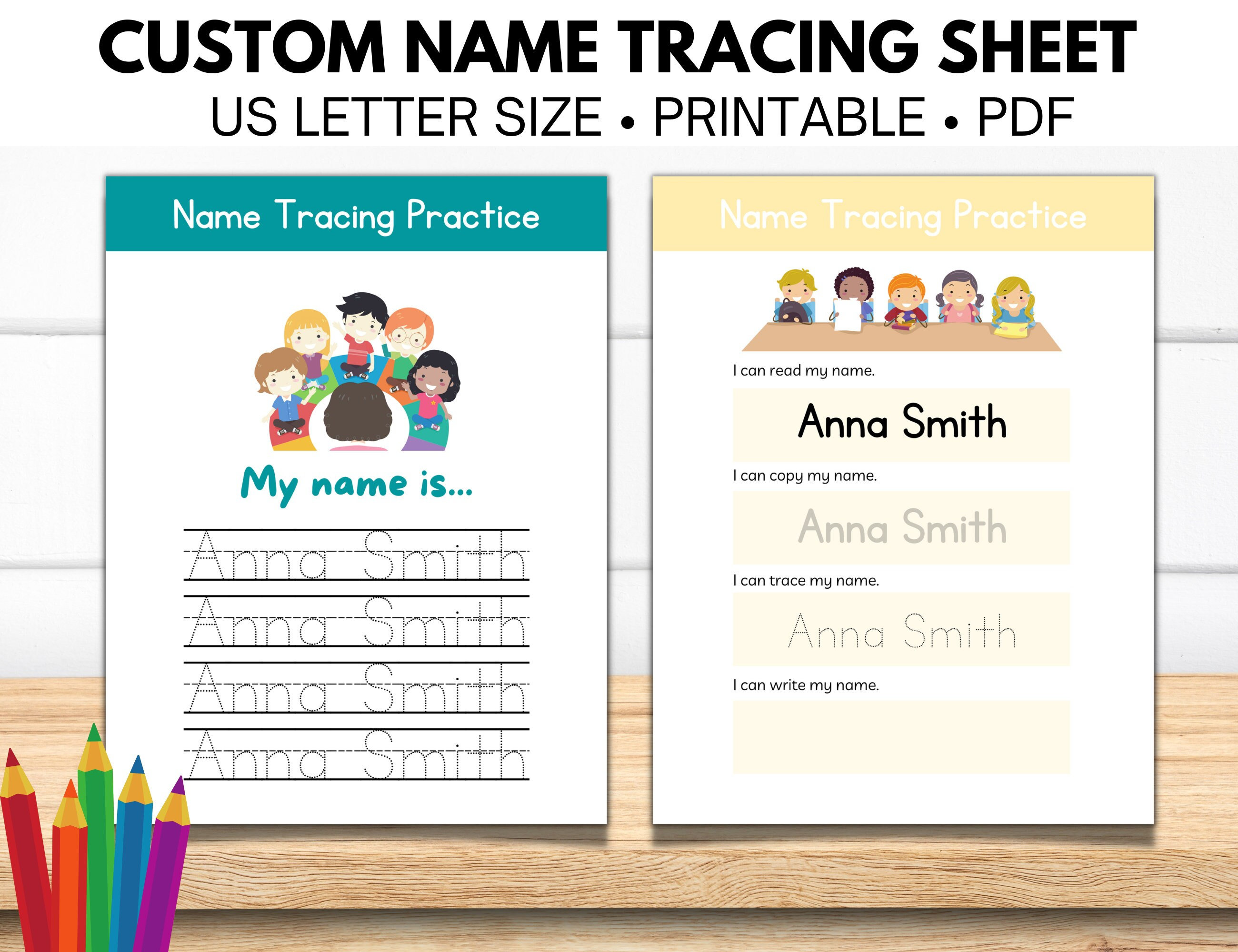 Editable name tracing sheet handwriting practice name etsy