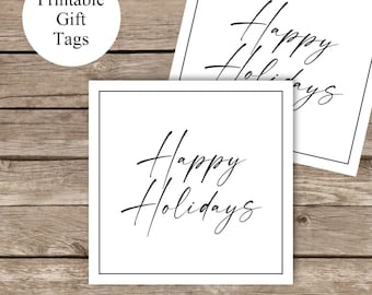 Printable Gift Tags Happy Holidays 2x2