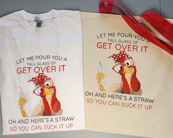 Cute funny sarcastic tote bag and heavy cotton Gildan medium t-shirt set