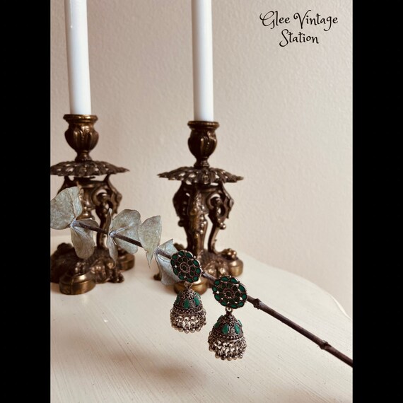 Vintage Chandelier Earrings colored and light wei… - image 4