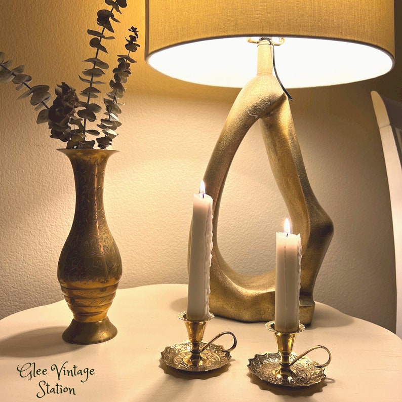 Vintage Brass Candle Holder With Handle Etsy