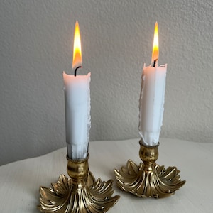 Vintage Gold Candle Holder in Pair made of Brass