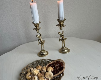 Vintage Brass Candle Holder Ballerina in Pair  special gift Antique Candle Holder