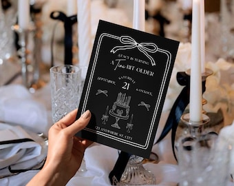 Coquette Birthday Invitation, A Tini Bit Older Birthday Invite, 21st Birthday Invitation, Bow Themed Invitation,