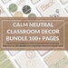Calm Neutral Boho Classroom Decor Bundle, Editable Canva Template for ...