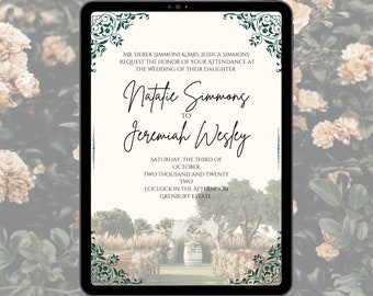 Wedding Invitation Digital Custom Wedding Invite White Floral Printable Wedding E vite