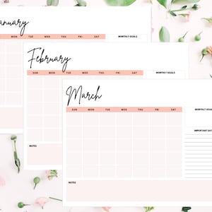 Printable Monthly Calendar - Etsy