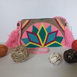 Bolso de hombro colombiano colorido hecho a mano