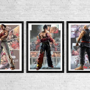 Download wallpaper art, fighters, Kazuya Mishima, namco, Heihachi