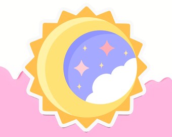 Sun Moon Stars Cloud Sticker | Glossy Sticker | Vinyl Sticker | Cute Sticker | Astronomy Sticker | Computer Laptop Sticker