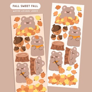 Herbst Süßer Herbst Stickerbogen | Journal Planner Bujo Polco Deco Scrapbook Stickers | Kawaii Niedliches Briefpapier