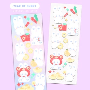 Jahr des Hasen StickerBogens | Journal Planner Bujo Polco Deco Scrapbook Stickers | Bullet Stickers | Kawaii Niedliches Briefpapier