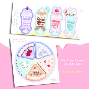 Pacote de adesivos combinados de parfait pastel e bolos artesanais | adesivo brilhante | Adesivo de vinil | Etiqueta bonito de Kawaii de <br> Entrega Rápida? Foodie Adesivo | Autocolante para portátil