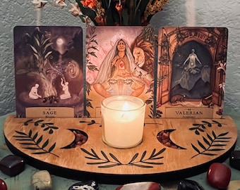 Tarot Card Holder Stand, Moon Phases, Witchy Herbs, Oracle Card, Affirmation Card, Crystal Display, Witchy Aesthetics, Witchy Gift