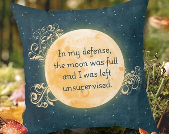 Cottagecore Moon Phase Pillow: Witchy Humor Lunar Decor