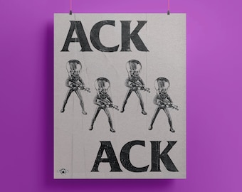 ACK ACK - Mars Attacks incontra Black Flag Show Flyer Poster - Retro / Punk / Xerox // Stampa digitale // Arte murale stampabile