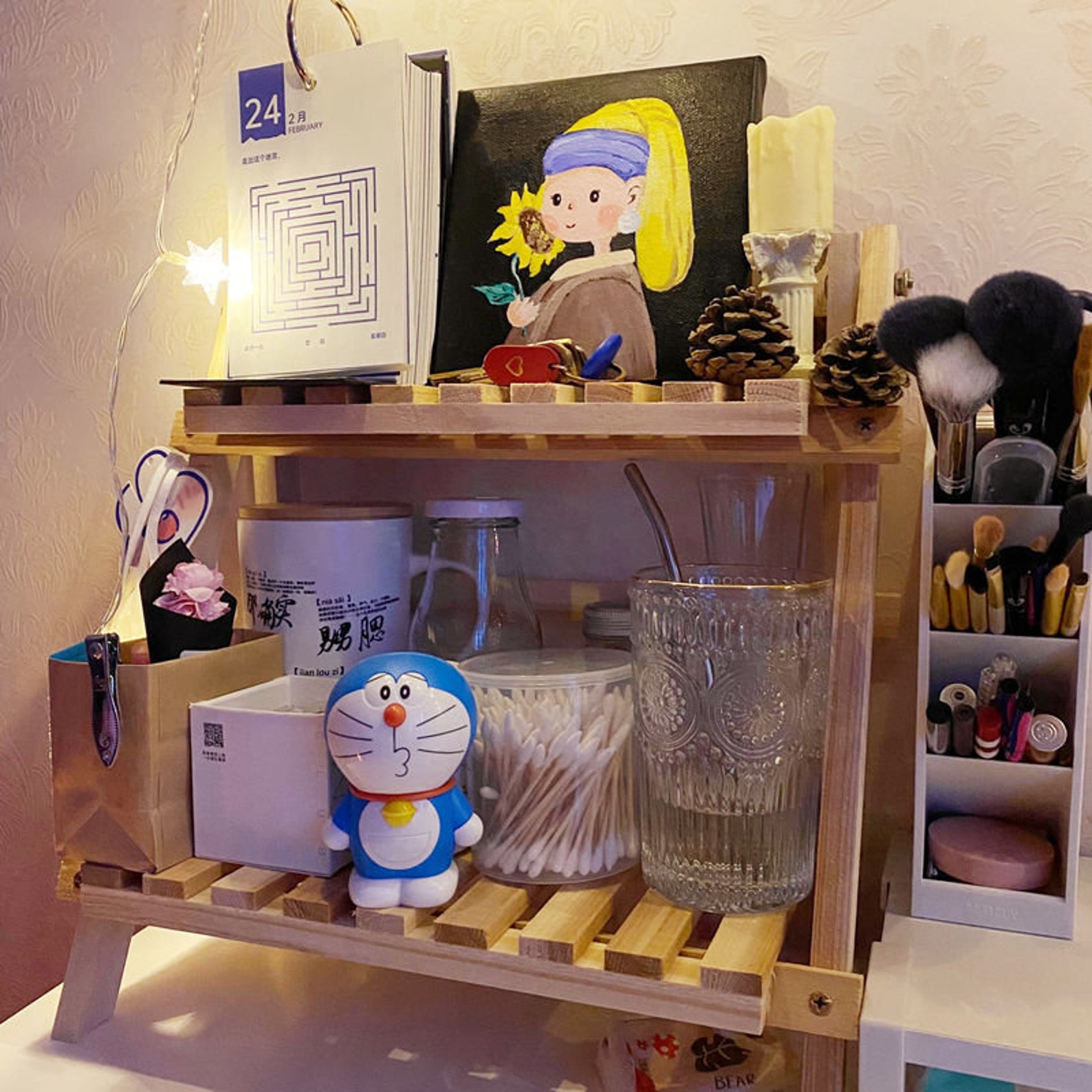 Wooden Table Rack Two Tier Desk Shelf Wood Bookrack Etsy UK