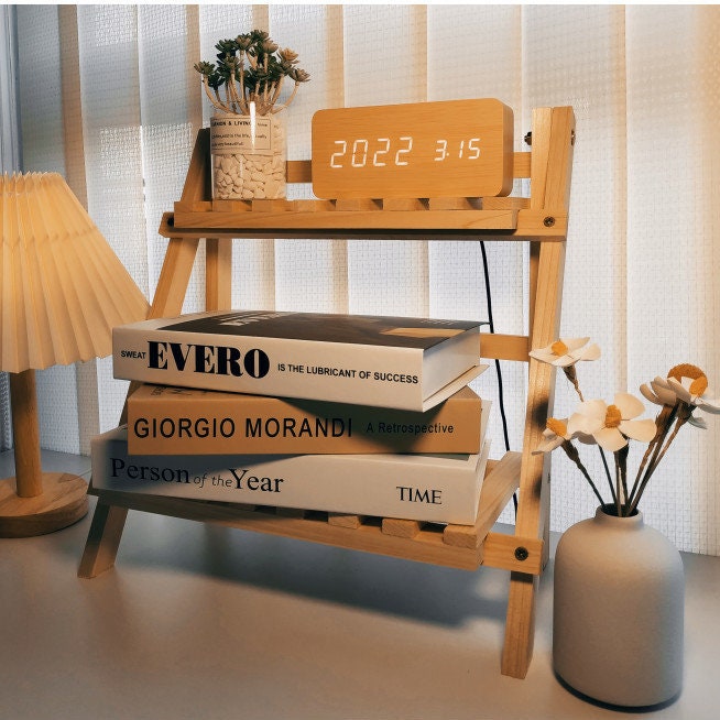 Wooden Table Rack Two Tier Desk Shelf Wood Bookrack Etsy UK