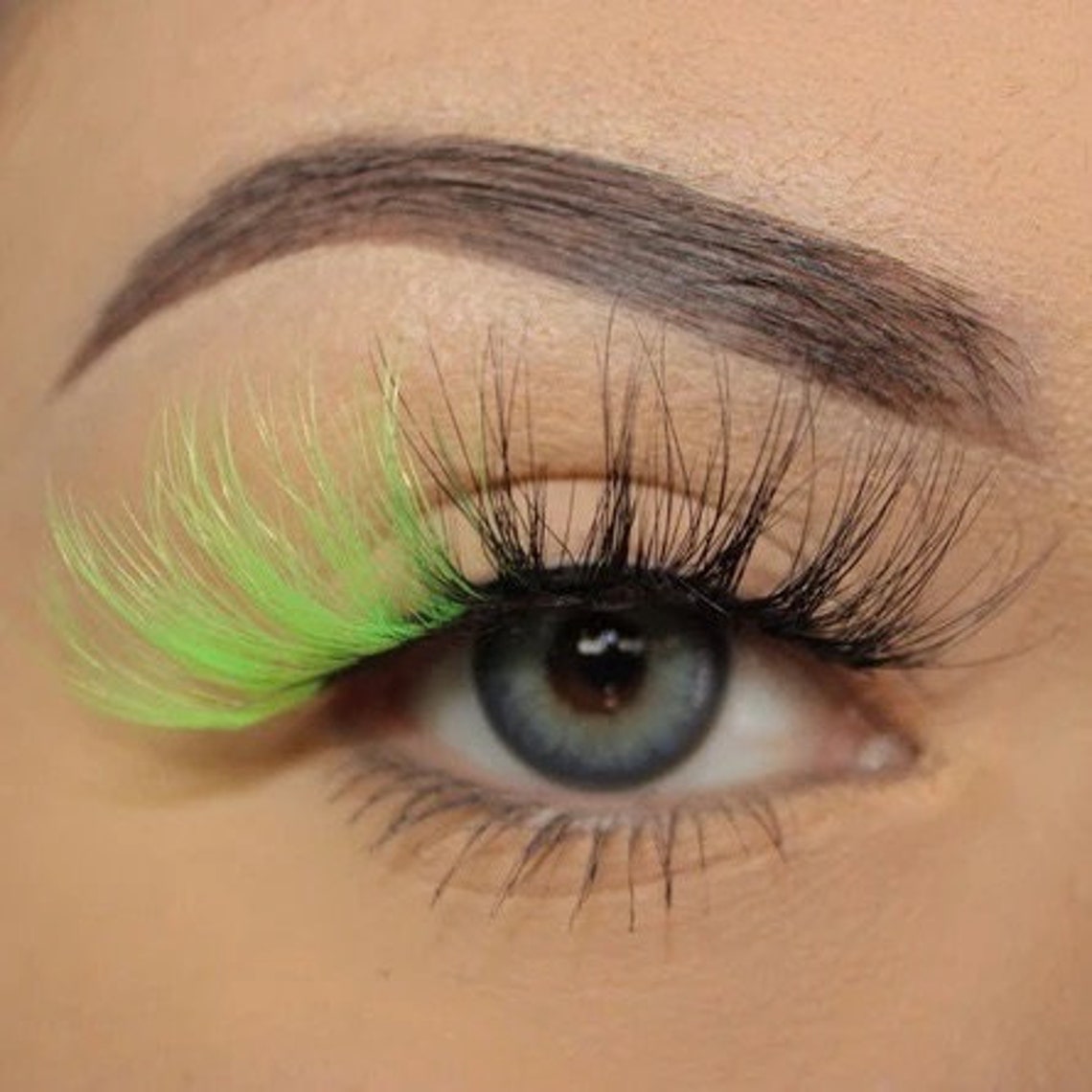 Neon Green Eyelashes Colored Lashes False Eyelashes Etsy