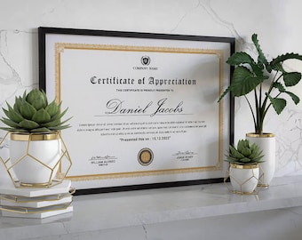 Certificate of Completion Template - Instant Digital Download - Printable , Editable Word - illustrator Design
