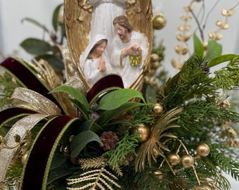 Ivory and Gold Nativity Centerpiece