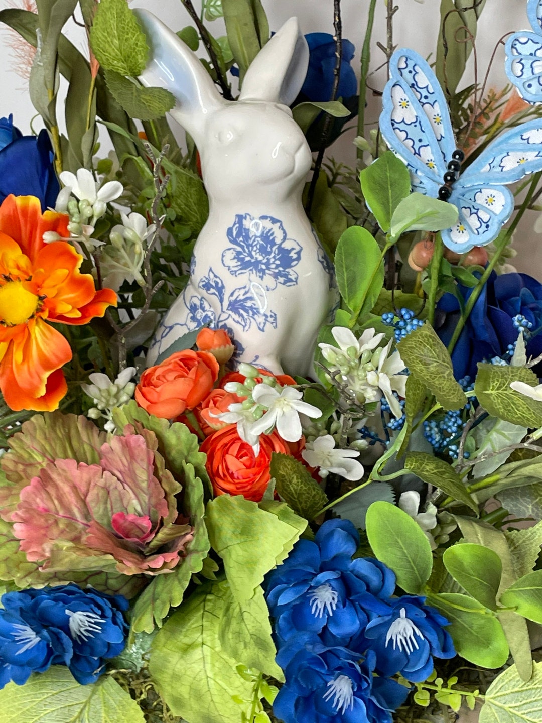 Waterfall Rabbit Arrangement Everyday Toile Rabbit Arrangement - Etsy