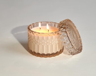 Mango & Coconut Soy Wax Candle | Boho Candle | Champagne Vintage Glass Jar | Double Wick | Natural + Non-Toxic + Vegan + Eco-Friendly