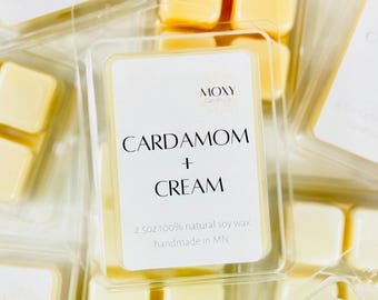 Cardamom + Cream Natural Soy Wax Melts for Warmer, Non-Toxic Wax Melts, Snap Bar Wax Melts, Strong Wax Cubes, Scented Wax Melts
