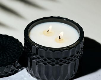 Moonflower Organic Candle, Floral Scented Candle, Candle for Gift, Non-Toxic Candle Brands, Vintage Glass Candle Holder, Natural Soy Candle