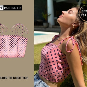 Shoulder Tie Knot Top-Digital PDF Sewing Pattern | Sizes: US2-12| UK6-16 | EU34-44 | XS-XXL| Instant Download with A4&A0 | Easy Instructions