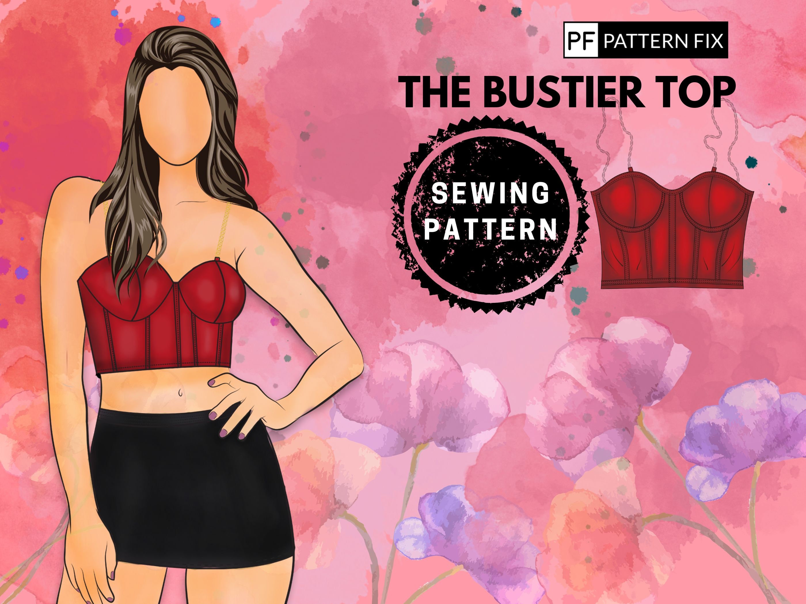 Bustier Top Pattern, Digital PDF Sewing Pattern Corset Pattern 6