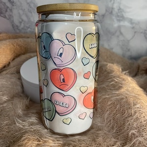 Bad Bunny 16oz Valentine Can Glass Gift for Friend or Lover