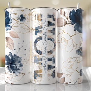 Vaso personalizado para mamá de 20 oz: regalo personalizado para el Día de la Madre, vaso térmico delgado para mamá