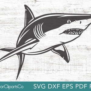 Shark SVG, Swimming Shark PNG, Shark Clipart Vector Cut File, Commercial Use Included. Artwork for cutting, vinyl, sublimation and print.
