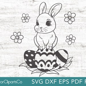 Cute Easter Rabbit on Egg SVG File perfect for Cricut and Silhouette DIY Easter Projects