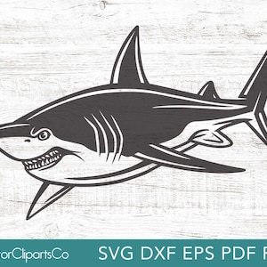 Shark SVG, Shark PNG, Shark Clipart Vector Cut File, Commercial Use Included. Artwork for cutting, vinyl, sublimation and print.