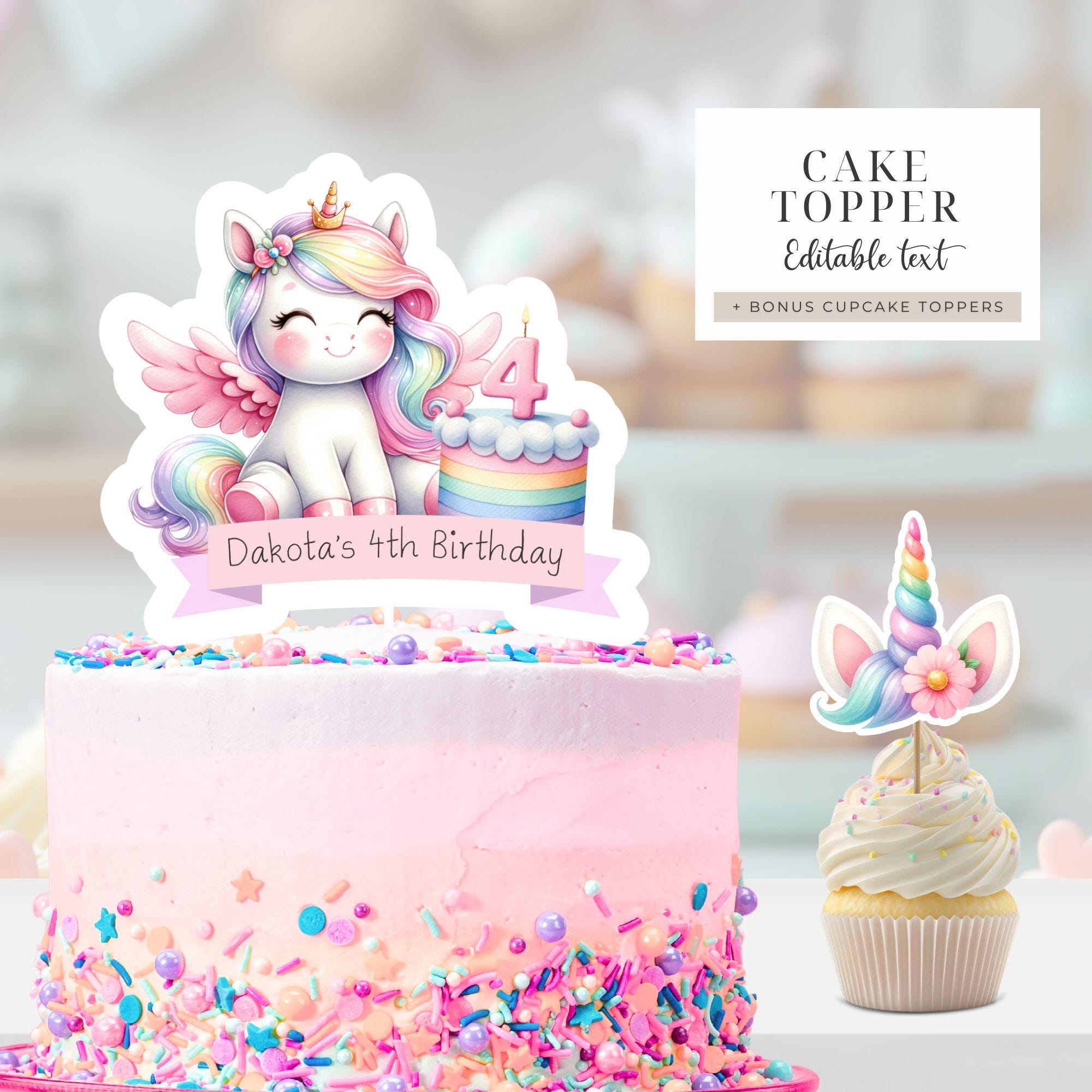 Einhorn Geburtstagskerze Zahl 4 – Rosa Unicorn Cake Topper, Aus Paraffin, Für Kuchen & Cupcakes, Perfekt Für Mädchen 4. Geburtstag