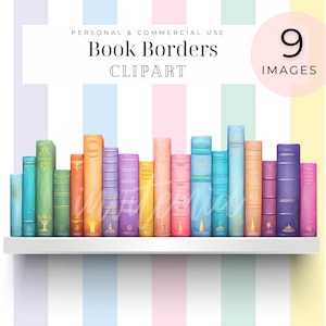 本のボーダーのクリップアート 次の章のリボン付きの本、冬の読書、明るい本棚、積み重ねられた本、ベビーシャワー、あなたに会うために魅了