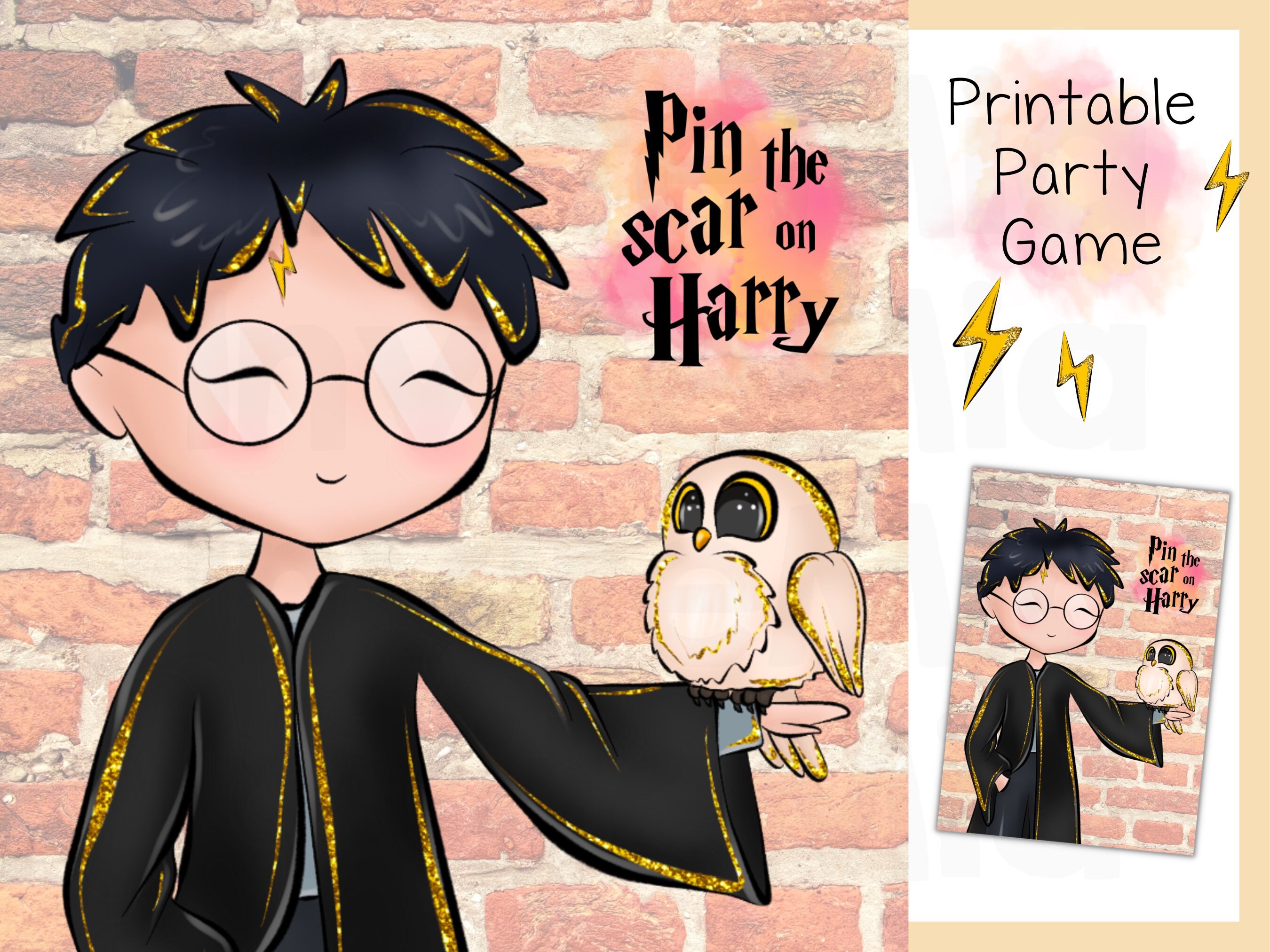 Wizard Birthday Party Game Pin the Scar on Harry Witch Magical - Etsy